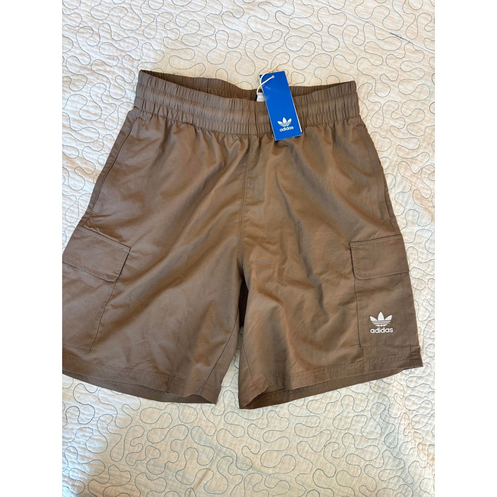 Adidas Originals Mens ESS Woven‎ Cargo Shorts Trace Brown Trefoil Size Small